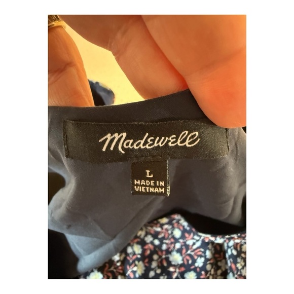 Madewell Navy Tie-Waist Midi Dress in Harvest Vine Floral Size Large MB212 - Picture 7 of 16